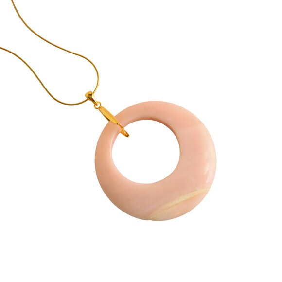 Pink Opal Necklace | Australian Opal Pendant | 14k Gold Plated s925 | Handmade - Picture 3 of 6